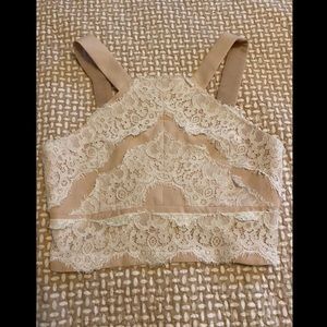 Anthropology Nude Lace Crop Top